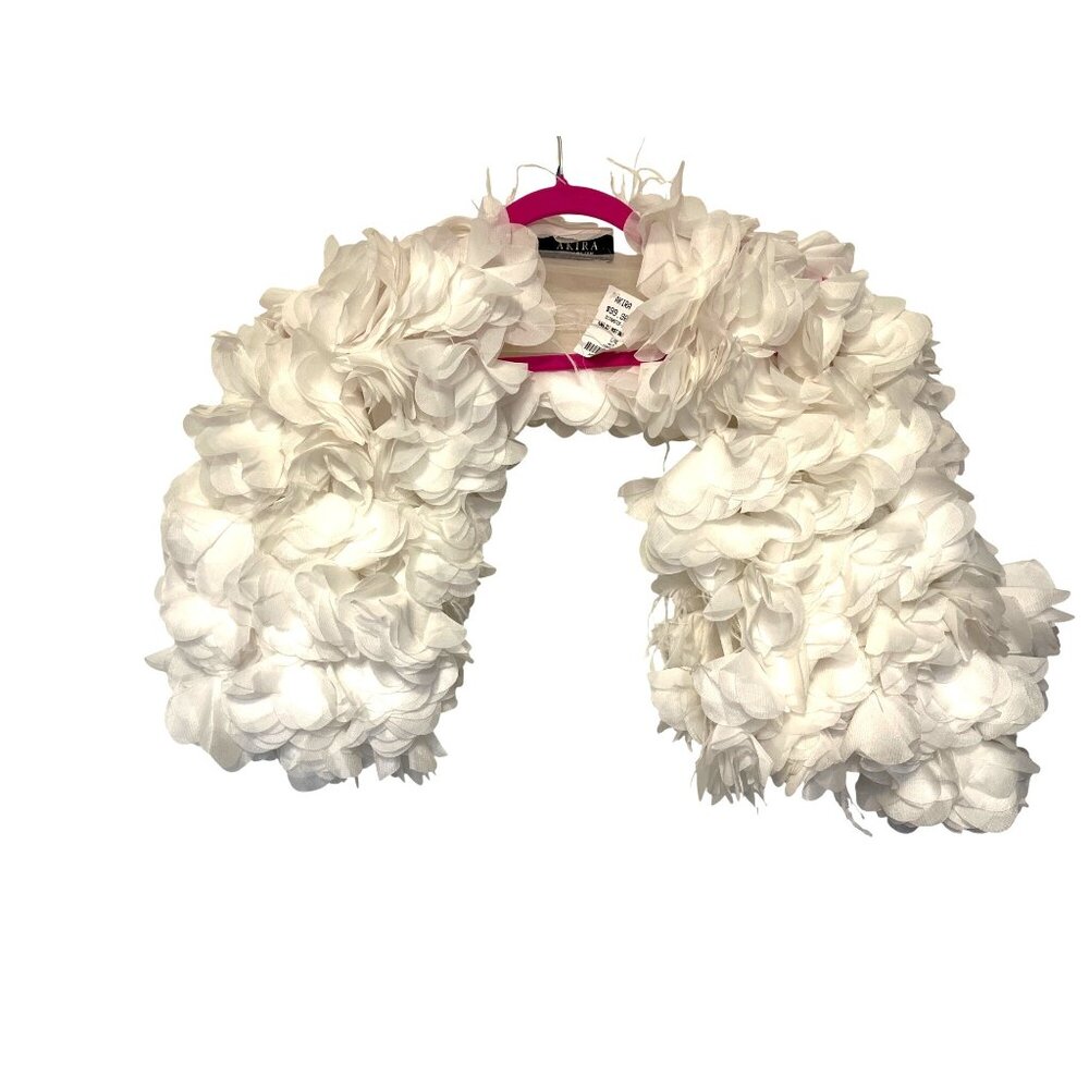 AKIRA White Floral Petal Scarf Wrap